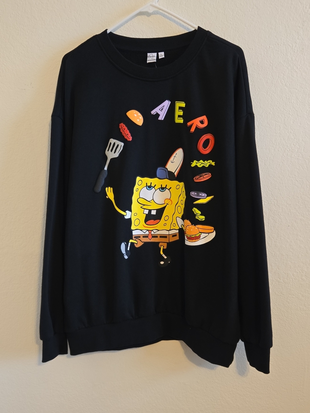 Aeropostale X SpongeBob Black Crewneck Graphic Sweatshirt - Large